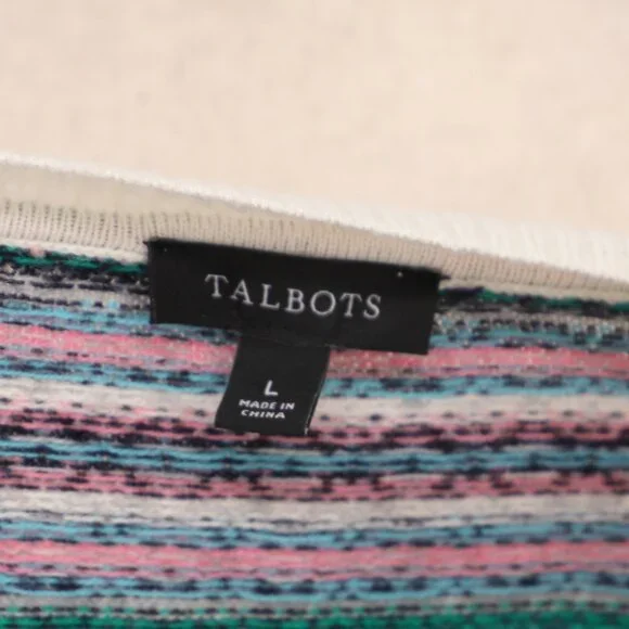 TALBOTS Fair Isle Lambswool Blend Crewneck Sweater Size L - Picture 6 of 8